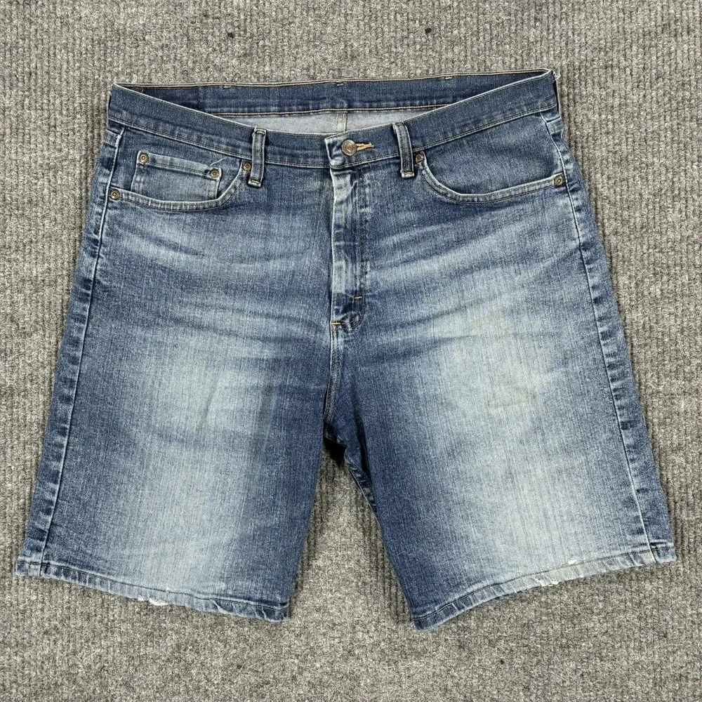 Wrangler Denim Shorts Mens 36 Blue Relaxed Fit Stretch Bermuda Casual Summer